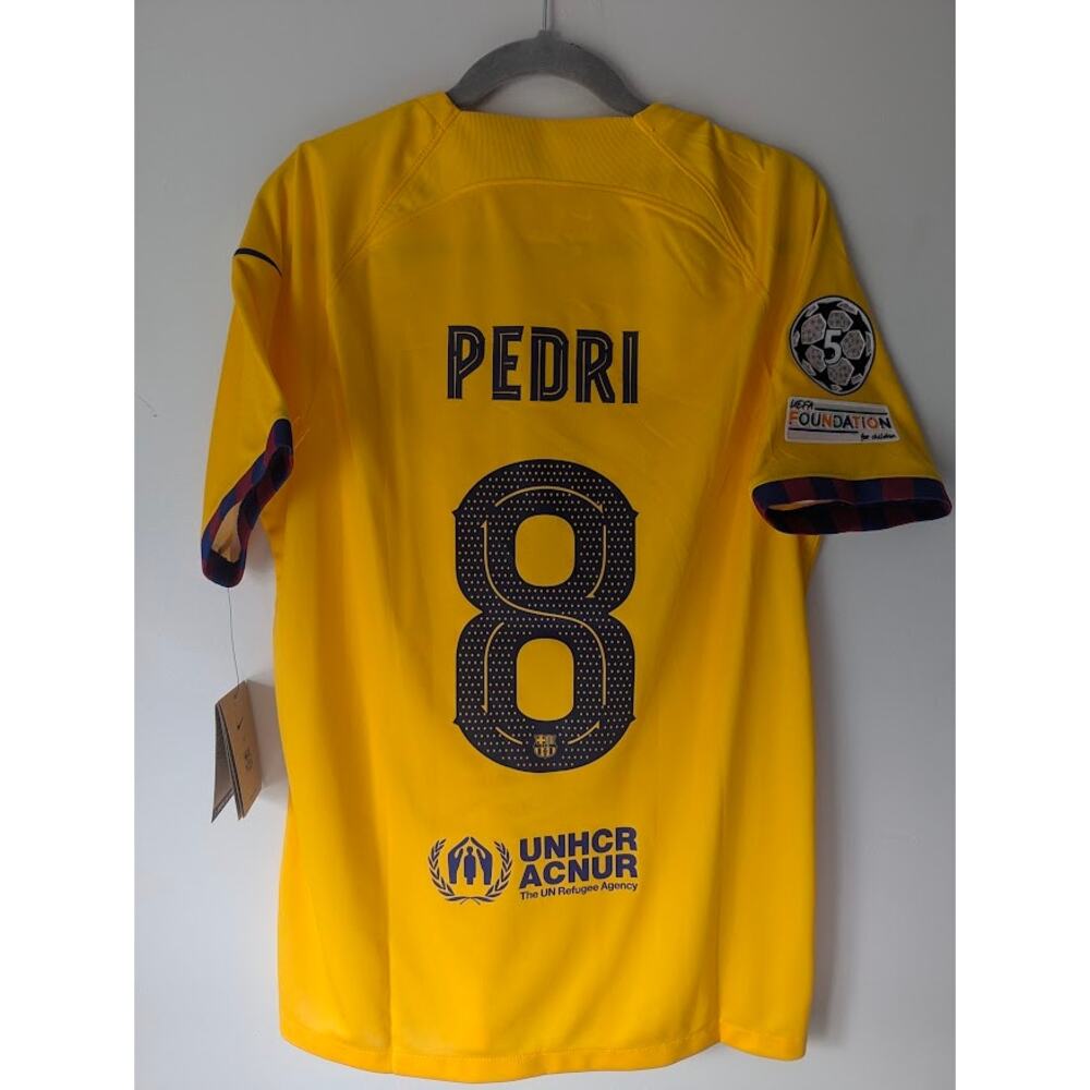 Barcelona Pedri 2023/24 Fourth Jersey Large NWT UCL Fully Patched